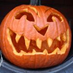 Carved jack-o-lantern pumpkin for Halloween 2026