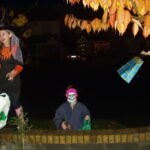 Children in Halloween costumes trick-or-treating