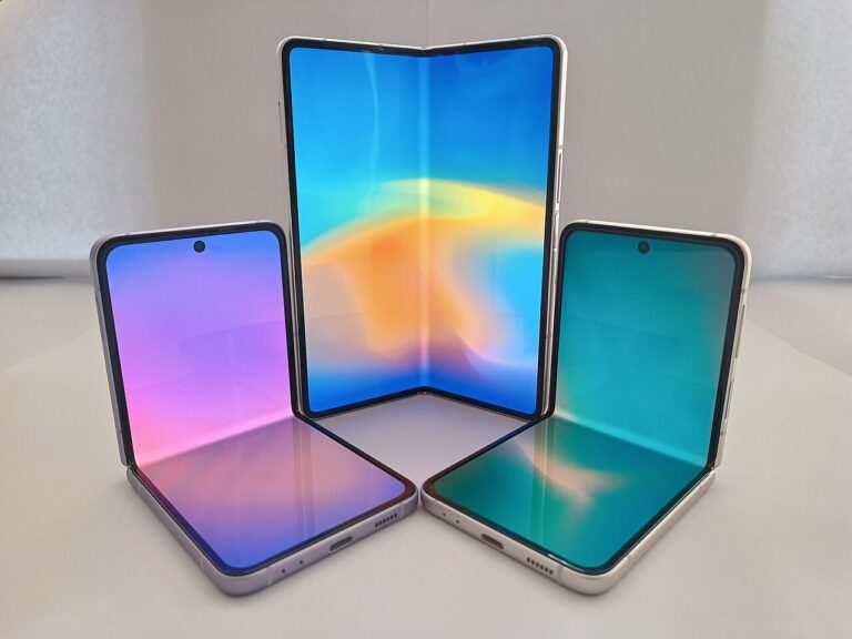 Foldable smartphones shown open side by side
